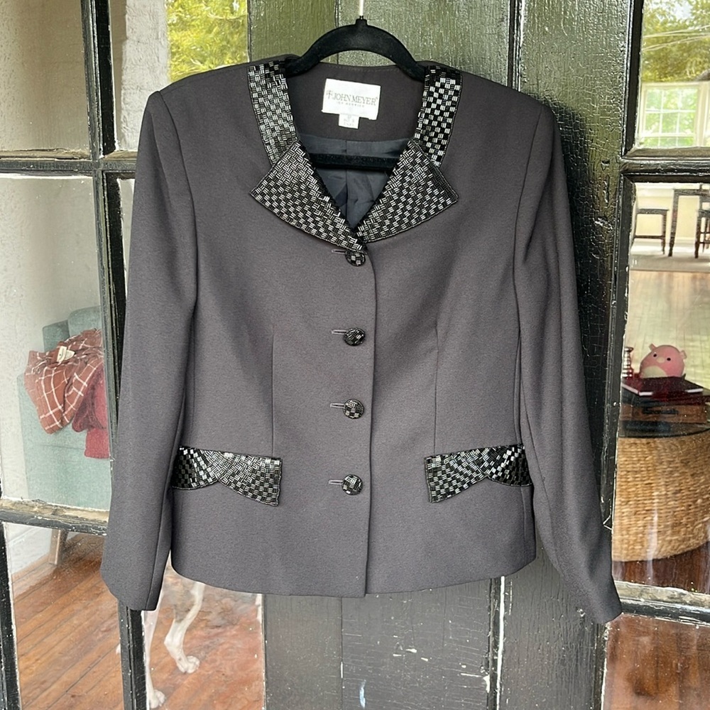 John Meyer of Norwich Black Beaded Blazer Size 8P